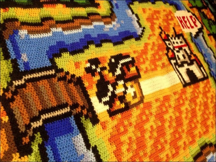 Норвежец за 6 лет связал крючком одеяло с картой «Супер Марио 3″