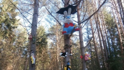 Поляна с развешенными на деревьях игрушками вызвала споры среди жителей Силламяэ 