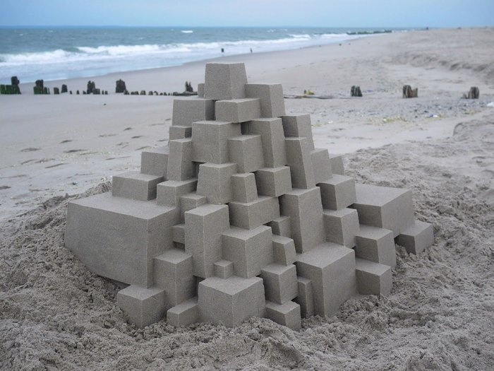 Геометрические скульптуры из песка от Калвина Зиберта