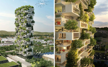 «Кедровая» башня с настоящими деревьями: новая экологическая концепция