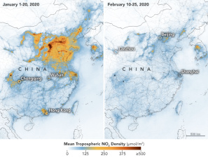 Эпидемия коронавируса резко снизила загрязнение воздуха в Китае 