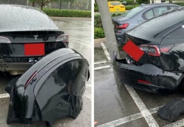  Владельцы Tesla Model 3 жалуются, что задний бампер электромобиля отваливается после езды по лужам 