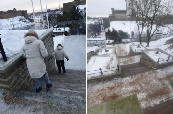 Лестница Гана теперь в полном порядке. Stell Eesti AS и нарвская мэрия прокомментировали ее обледенение на прошлой неделе