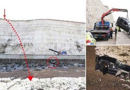Упавший с 25-метровой скалы водитель доказал, что Ред Булл окрыляет